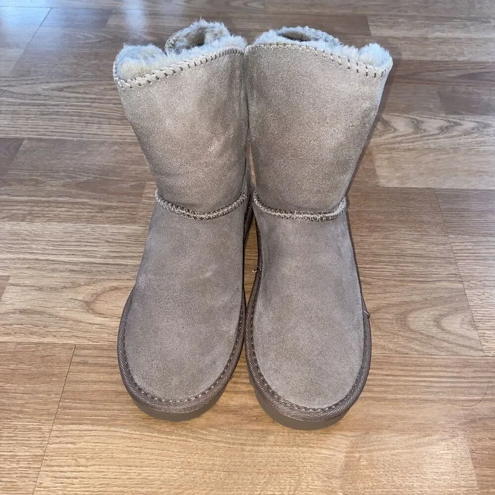 Style & Co Teenyy Suede Winter Booties Mushroom Faux Fur Lined Boots Size 5 NEW